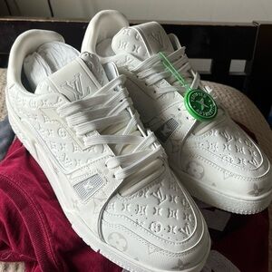 Louis Vuitton All-White Monogram Embossed Low-Top Sneakers